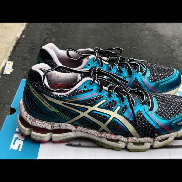 ASICS gel kayano 19 Women's Blue/Black Running Sneakers Size 7.5 - Picture 5 of 12